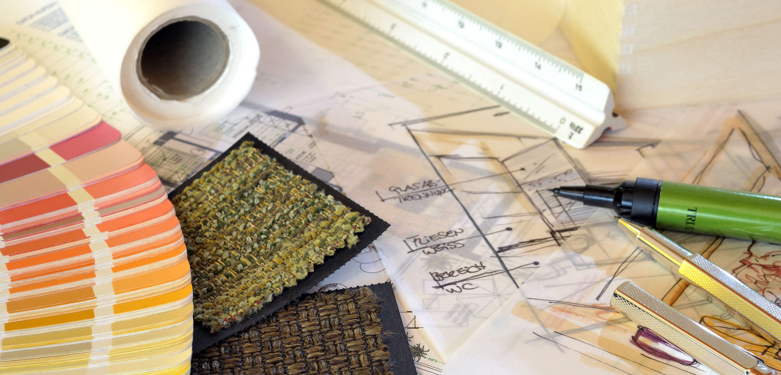 Stilvoller Wohnraum mit moderner Einrichtung inklusive bequemem Sofa, Lowboard und Hängelampen, perfekt arrangiert durch professionelle Innenarchitektur.