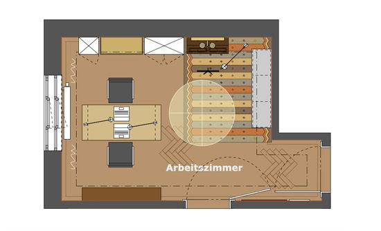 Innenarchitekt Andreas Ptatscheck, München, baute die Altbauwohnung um und gestaltete die Innenarchitektur und das Interior Design für das Arbeitszimmer.