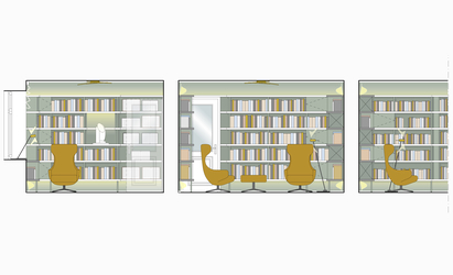 Innenarchitekt und Interior Designer Andreas Ptatscheck, München, setzte die hochwertige Bibliothek in einer modernen Formensprache um.