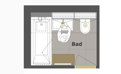 Alle Funktionen eines komfortablen Bades sind auf kleinster Grundfläche so untergebracht und angeordnet, dass der Raum trotzdem großzügig und atmosphärisch wirkt.