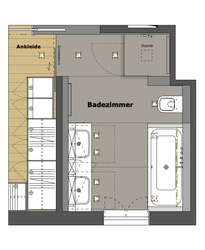 Innenarchitekt Andreas Ptatscheck, München, baute das Einfamilienhaus um und plante die Innenarchitektur und das Interior Design für das Bad.