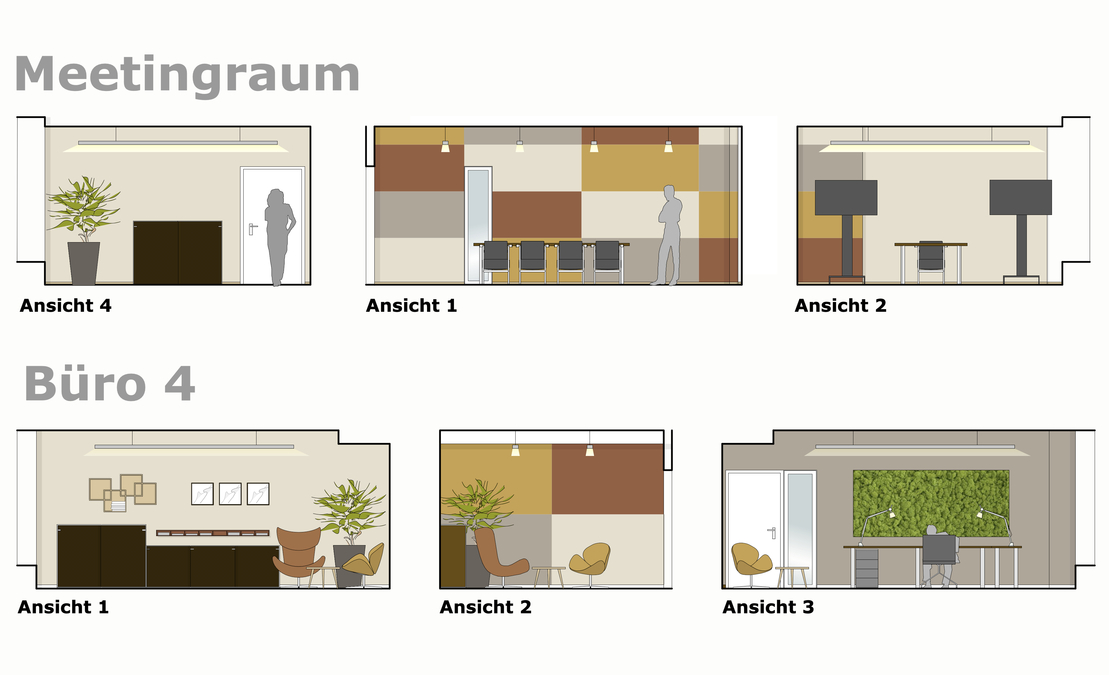 Innenarchitekt Andreas Ptatscheck, München, gestaltete die Büroetage und plante den Konferenzraum wie die Büros mit Arbeitsplätzen nach den gültigen Vorschriften.