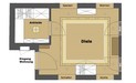 Die nahezu quadratische Grundfläche der Diele bildet das Zentrum der Wohnung, von hier aus führen acht Türen in die angrenzenden Räume sowie ins Treppenhaus.