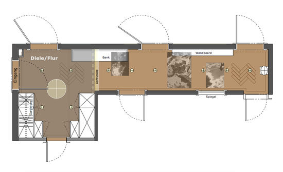 Das Büro für Innenarchitektur von Innenarchitekt und Interior Designer Andreas Ptatscheck in München, entwickelt Raumkonzepte und Raumlösungen für alle Bereiche der Innenarchitektur und des Interior Design, hier ein Eingang.