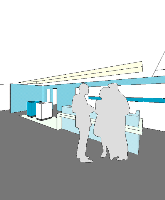 Innenarchitekt Andreas Ptatscheck, München, plant Ihr Eingangsfoyer vom Windfang über die Empfangstheke bis zum Wartebereich als repräsentative Visitenkarte Ihres Unternehmens.