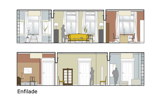 Innenarchitekt Andreas Ptatscheck, München, baute die Altbauwohnung um und entwarf die Innenarchitektur und das Interior Design für das Wohnzimmer, den Salon und das Arbeitszimmer.