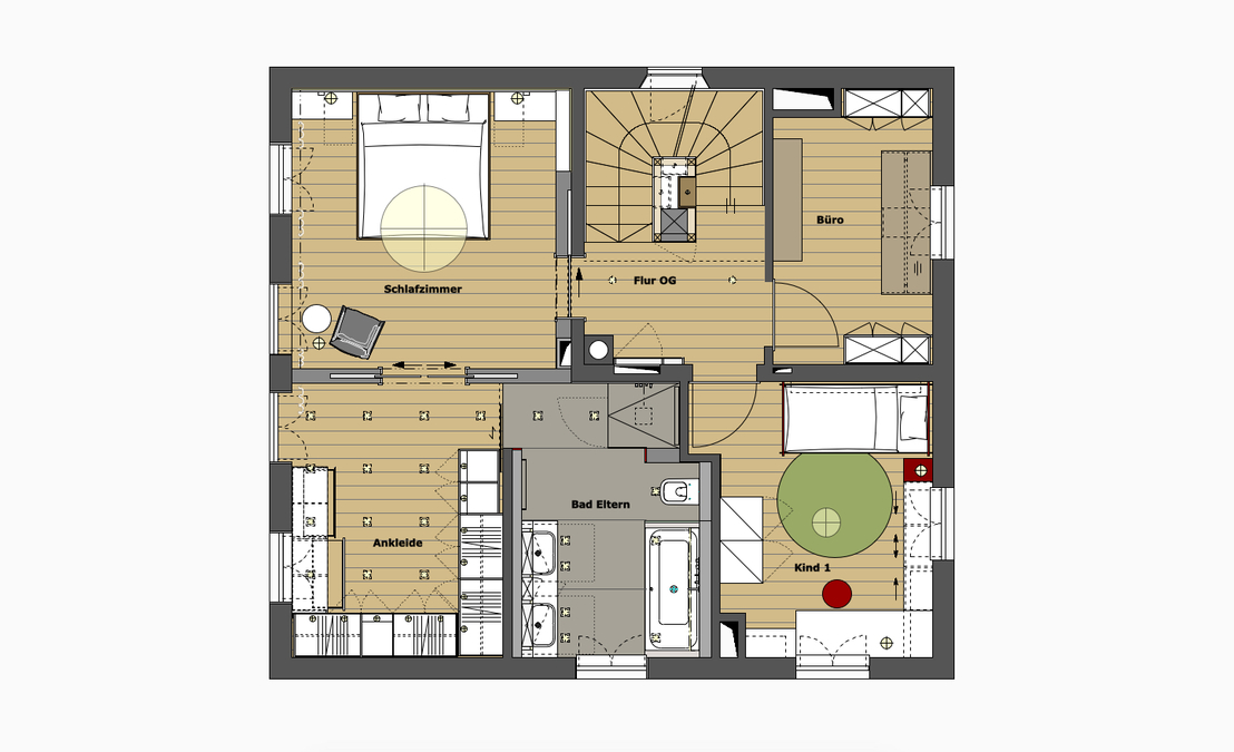 Innenarchitekt Andreas Ptatscheck, München, baute das Einfamilienhaus um und entwarf die Innenarchitektur und das Interior Design für das Obergeschoss.