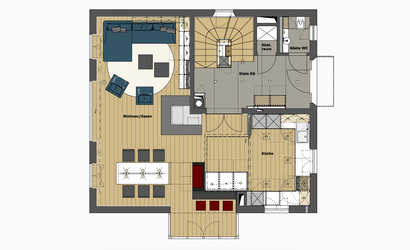 Innenarchitekt Andreas Ptatscheck, München, baute das Einfamilienhaus um und entwarf die Innenarchitektur und das Interior Design für das Erdgeschoss.