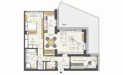 Innenarchitekt Andreas Ptatscheck, München, plante den Grundriss des Bauträgers um und entwarf die Innenarchitektur und das Interior Design für die gesamte Wohnung.