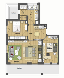 Innenarchitekt Andreas Ptatscheck, München, optimierte den Grundriss des Bauträgers und entwarf die Innenarchitektur und das Interior Design der Wohnung.