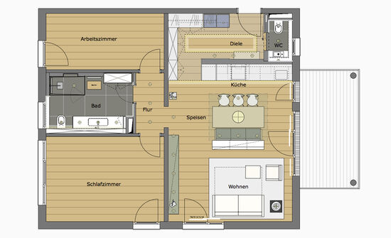 Innenarchitekt Andreas Ptatscheck, München, plante den Grundriss des Bauträgers um und entwarf die Innenarchitektur und das Interior Design für die Neubauwohnung.