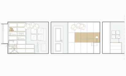 Innenarchitekt und Interior Designer Andreas Ptatscheck, München, entwarf das Kinderzimmer und stellte das Raumkonzept mit Schreinereinbauten und Möbeln als Ansicht dar.