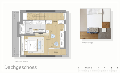 Innenarchitekt und Interior Designer Andreas Ptatscheck, München strukturierte den Grundriss des Dachgeschosses des Reihenmittelhauses, so dass alle Funktionen optimal untergebracht wurden.