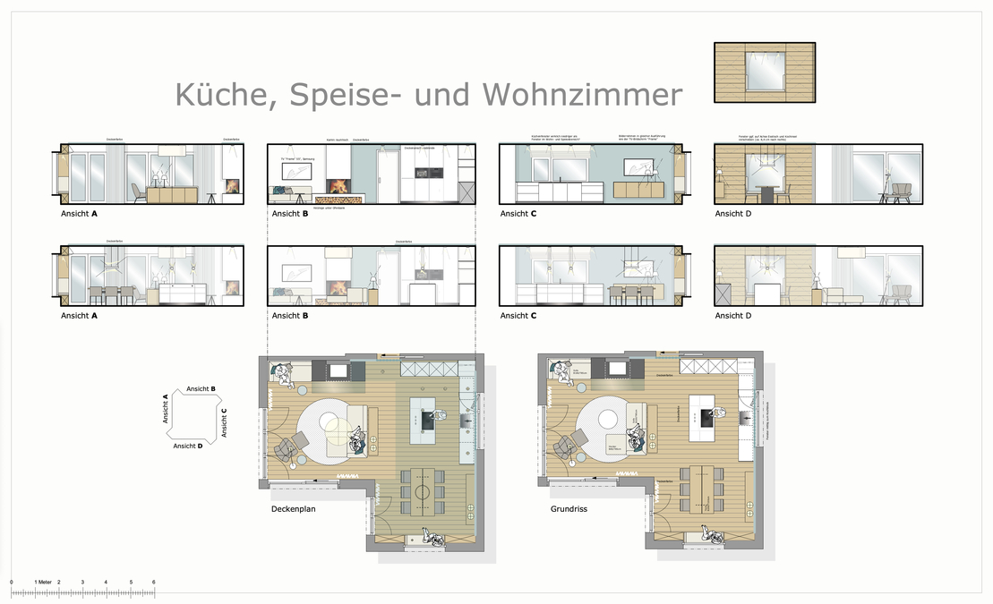 Innenarchitekt und Interior Designer Andreas Ptatscheck, München gestaltete die Küche, den Speisebereich sowie den Wohnbereich mit Farben und Materialien, die ideal zusammenpassen.