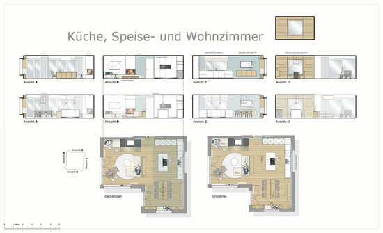 Innenarchitekt und Interior Designer Andreas Ptatscheck, München gestaltete die Küche, den Speisebereich sowie den Wohnbereich mit Farben und Materialien, die ideal zusammenpassen.