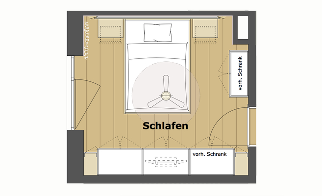 Schlafzimmer einer Singlewohnung | Innenarchitekt in München - Andreas
