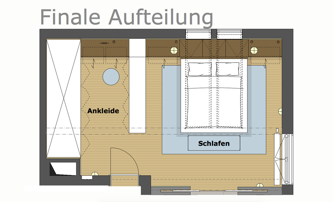 Innenarchitekt und Interior Designer Andreas Ptatscheck, München, baute das Dachgeschoss der Doppelhaushälfte um und gestaltete die Innenarchitektur und das Interior Design für den Schlafraum mit Ankleidebereich.