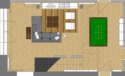 Die Grundrissplanung verdeutlicht die Raumaufteilung innerhalb der Grundfläche. Die seitlich Treppe zur Erschließung des Obergeschosses ist eigene Raumzone.