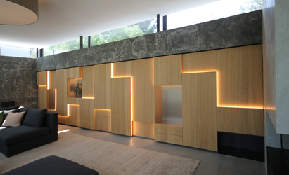 Innenarchitekt Andreas Ptatscheck, München entwickelt als Interior Designer kreative Raumideen für alle Aufgaben der Innenarchitektur und des Interior Design, hier für ein Wohnzimmer mit Textiltapete.